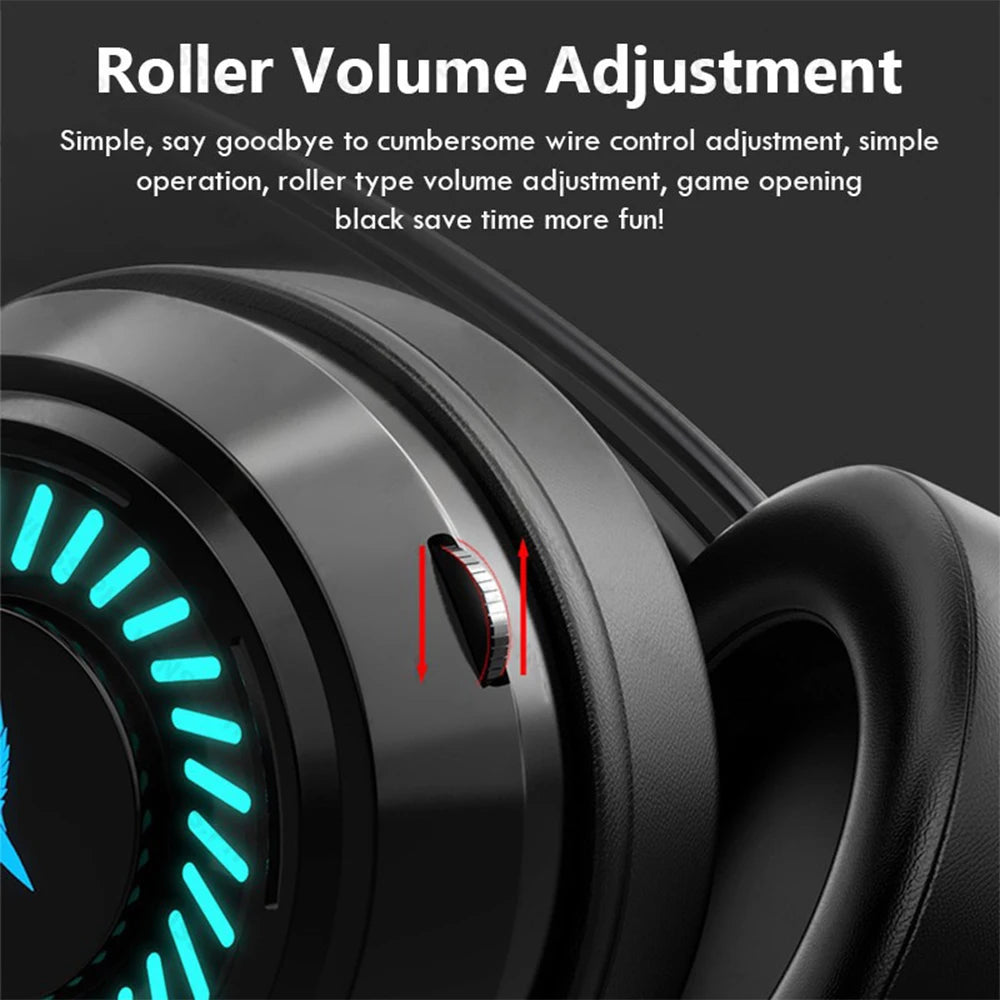 Gaming Headset Noise Canceling Microphone E-Sports Game 7.1 Stereo Surround Sound Wired Headphone for PS5 Xbox One Movie Music