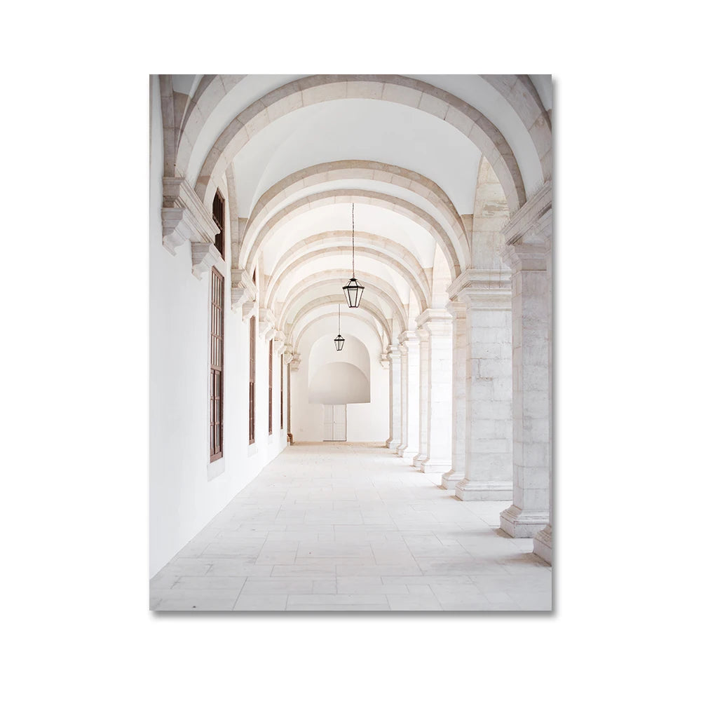 Islamic Beige Landscape Art Poster Prints Mosque Morocco Wall Canvas Painting Bohemia Picture for Living Room Home Decoration