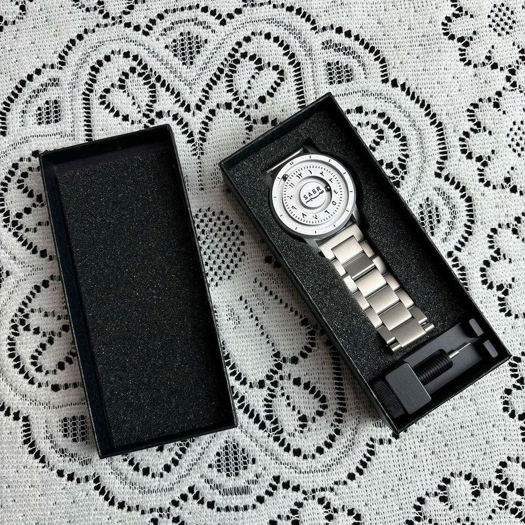 sabr Arabic Numerals Alloy Quartz Watches Men's Magnetic Bead Watches Top Luxury Mirrorless Quartz Watches