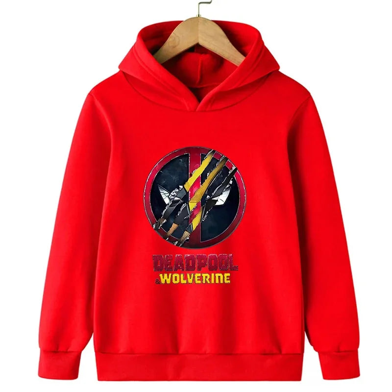 Deadpool & Wolverine New Children Hoodies Girl Boy Kids Fashion Pullover Autumn Winter Clothing Cartoons Casual Clothes Kid Tops