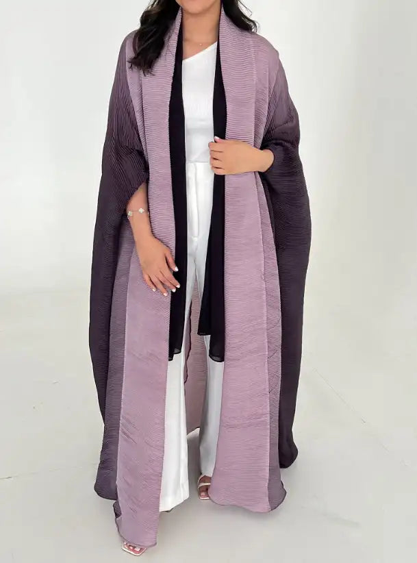 Dubai Prom Pleated Thin Long Coat For Women Elegant Casual Luxury Evening Party Pleated Chiffon Robe Plus Size Female Fashion