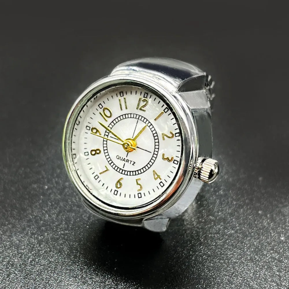 Finger Watches Selling Round Golden Silvery Quartz Men's and Women's Simple Watches Ring Jewelry