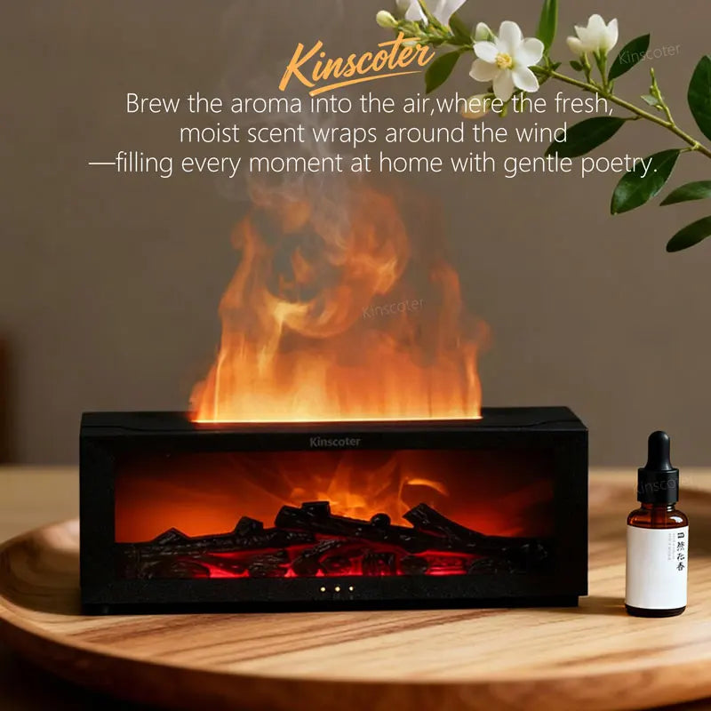 Creative Fireplace Aroma Diffuser Essential Oil Air Humidifier Difusor Remote Control Desktop Decoration for Home Holiday Gift