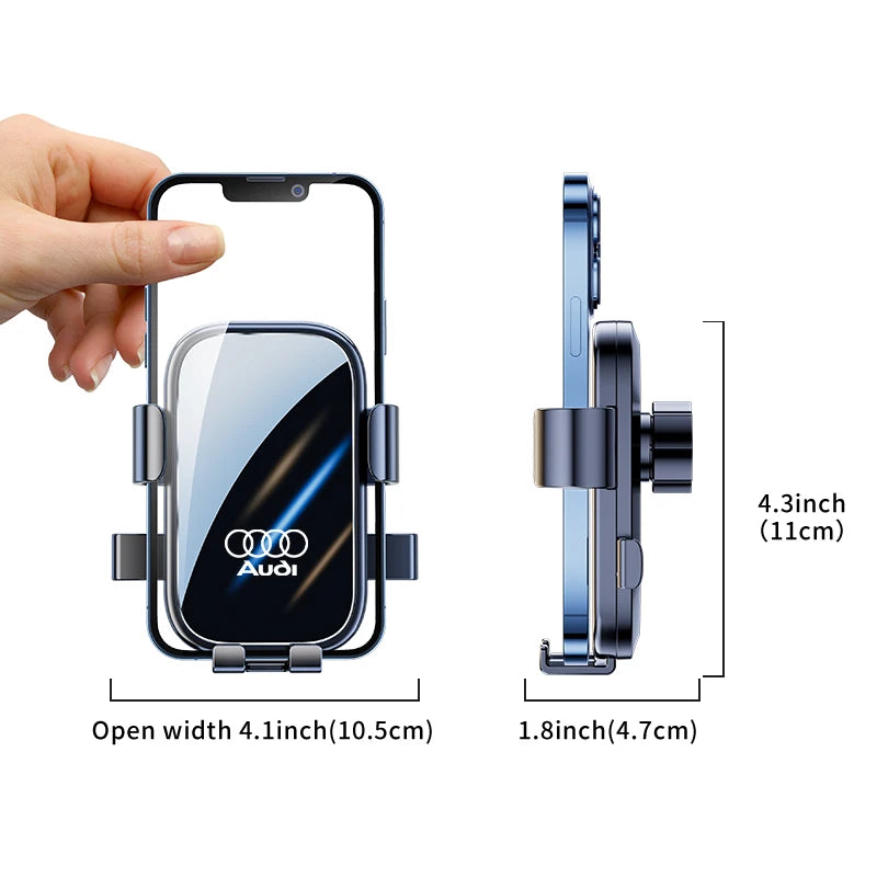 Car Phone Holder  Gravity Phone Mount Hook Cellphone Stand Suitable Audi Sline Quattro A3 A5 A6 A7 A8 Q3 Q5 Q6 Q7 Q8 TT S4 S6 C