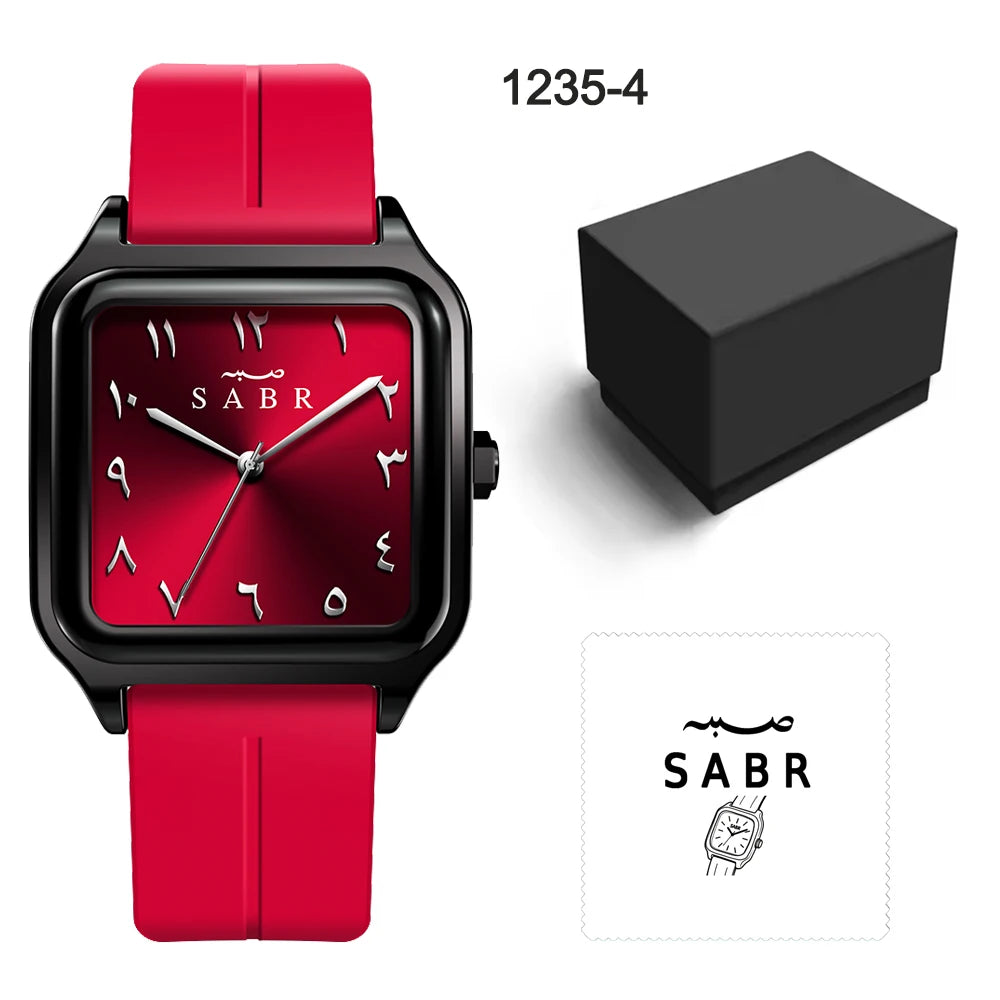 Men's Business Watch Sabr Arabic Numeral Watch Men's Quartz Wristwatch 3Atm Waterproof Silicone Strap Magnetic Clasp Alloy Case