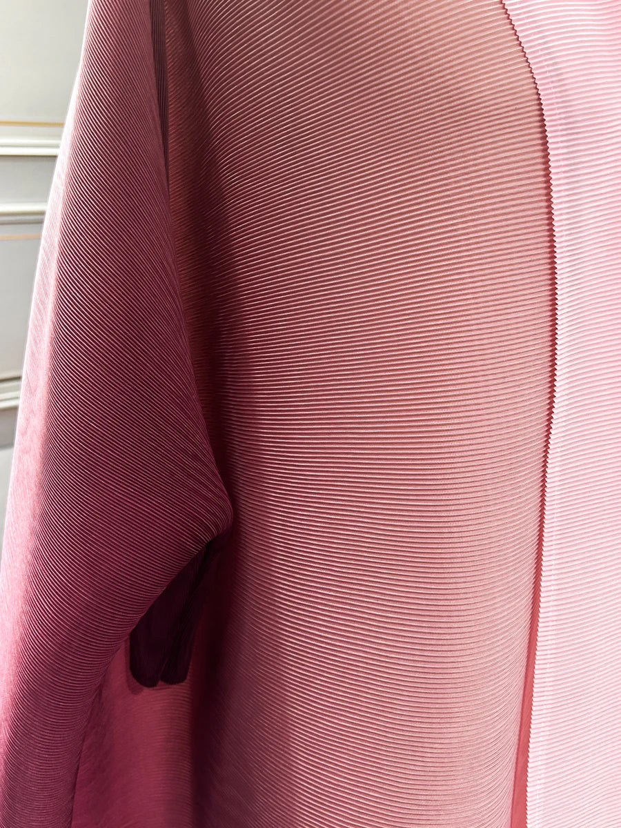 Dubai Prom Pleated Thin Long Coat For Women Elegant Casual Luxury Evening Party Pleated Chiffon Robe Plus Size Female Fashion