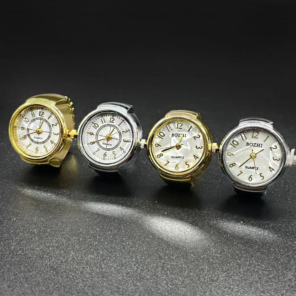 Finger Watches Selling Round Golden Silvery Quartz Men's and Women's Simple Watches Ring Jewelry