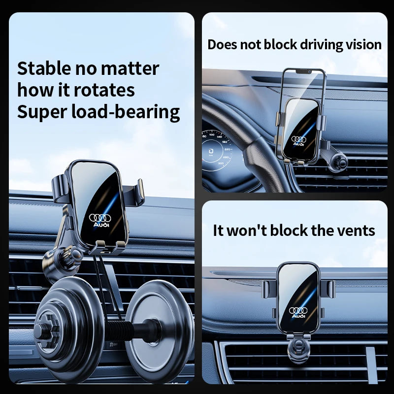 Car Phone Holder  Gravity Phone Mount Hook Cellphone Stand Suitable Audi Sline Quattro A3 A5 A6 A7 A8 Q3 Q5 Q6 Q7 Q8 TT S4 S6 C