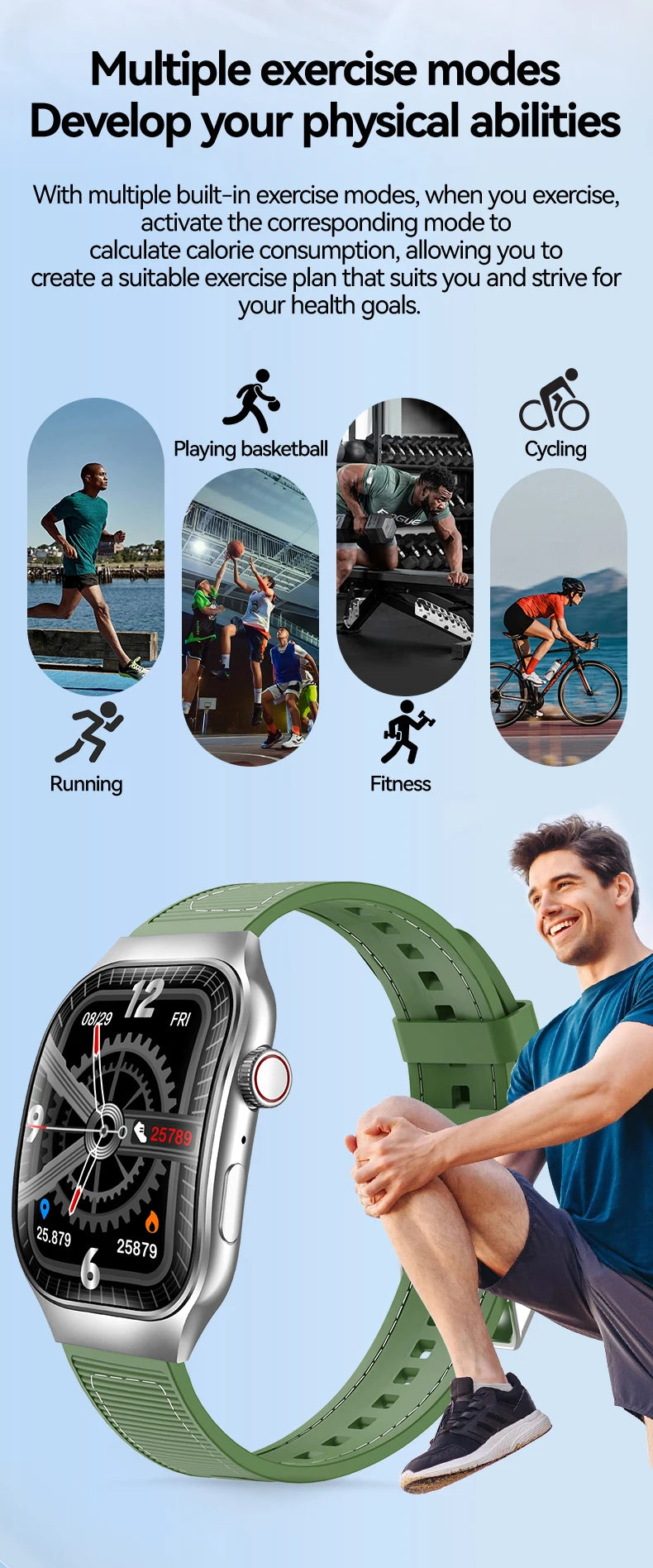 LAXASFIT 2.01 Inch Curved Screen Men's Smart Watch Bluetooth 5.3 HD Call Multiple Sports Modes Woman Watch Gift