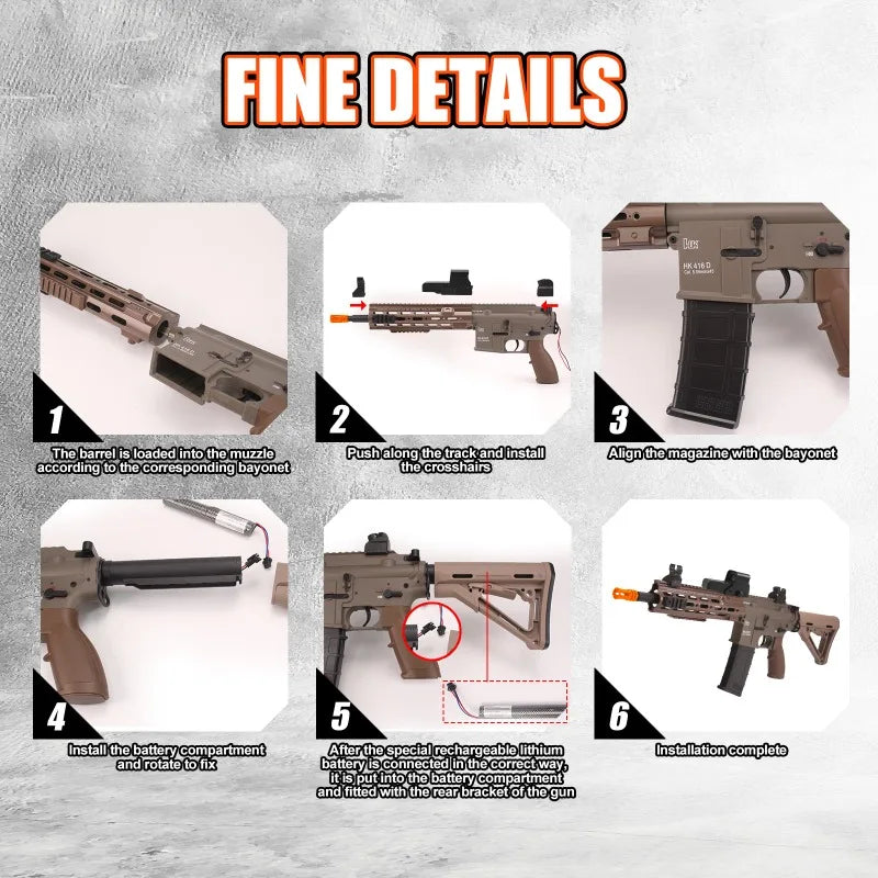 M416 Electric Gel Toy Splat-Blaster with Manual & Fully Automatic Dual Modes and 15-20m Shooting Range