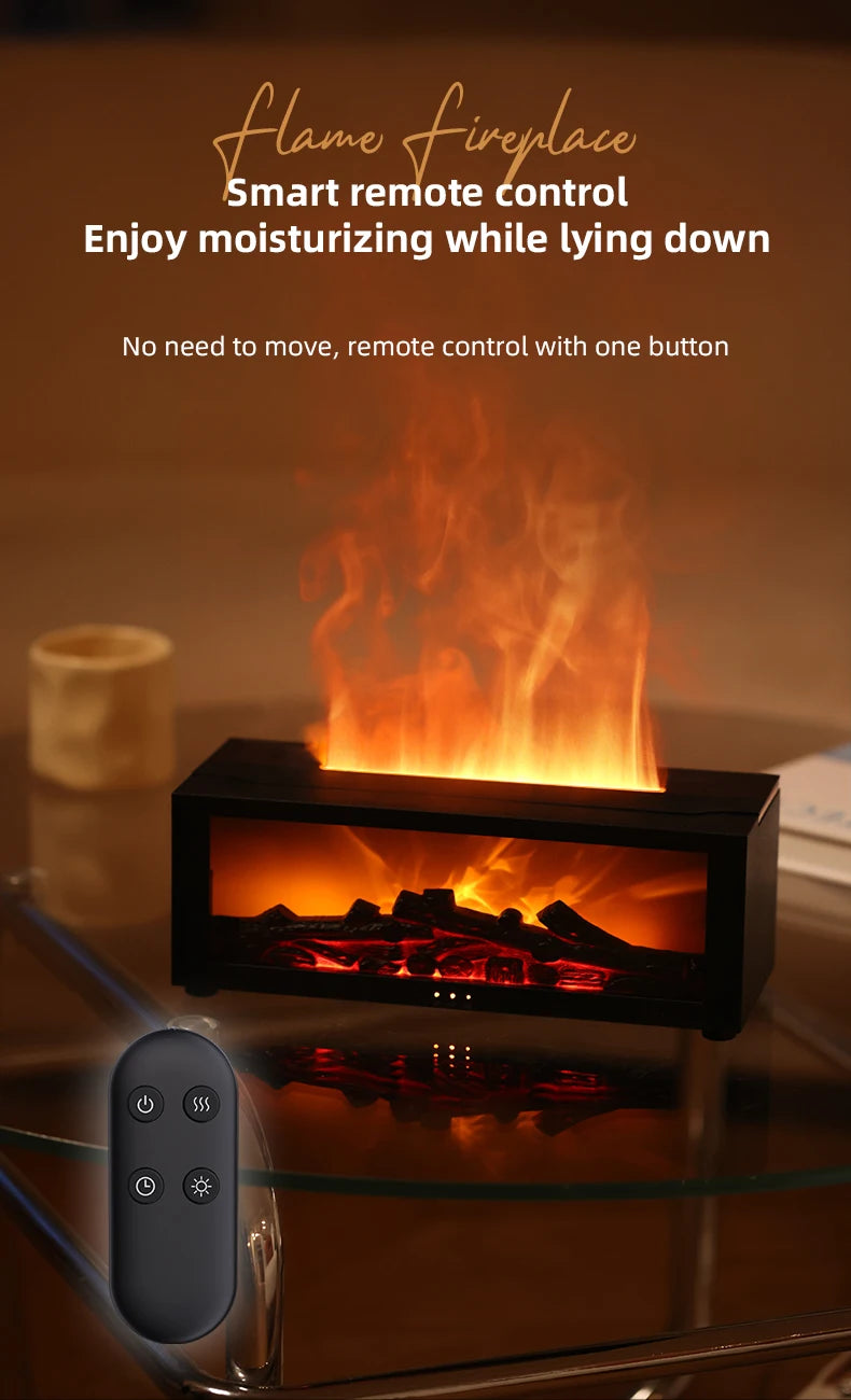 Creative Fireplace Aroma Diffuser Essential Oil Air Humidifier Difusor Remote Control Desktop Decoration for Home Holiday Gift