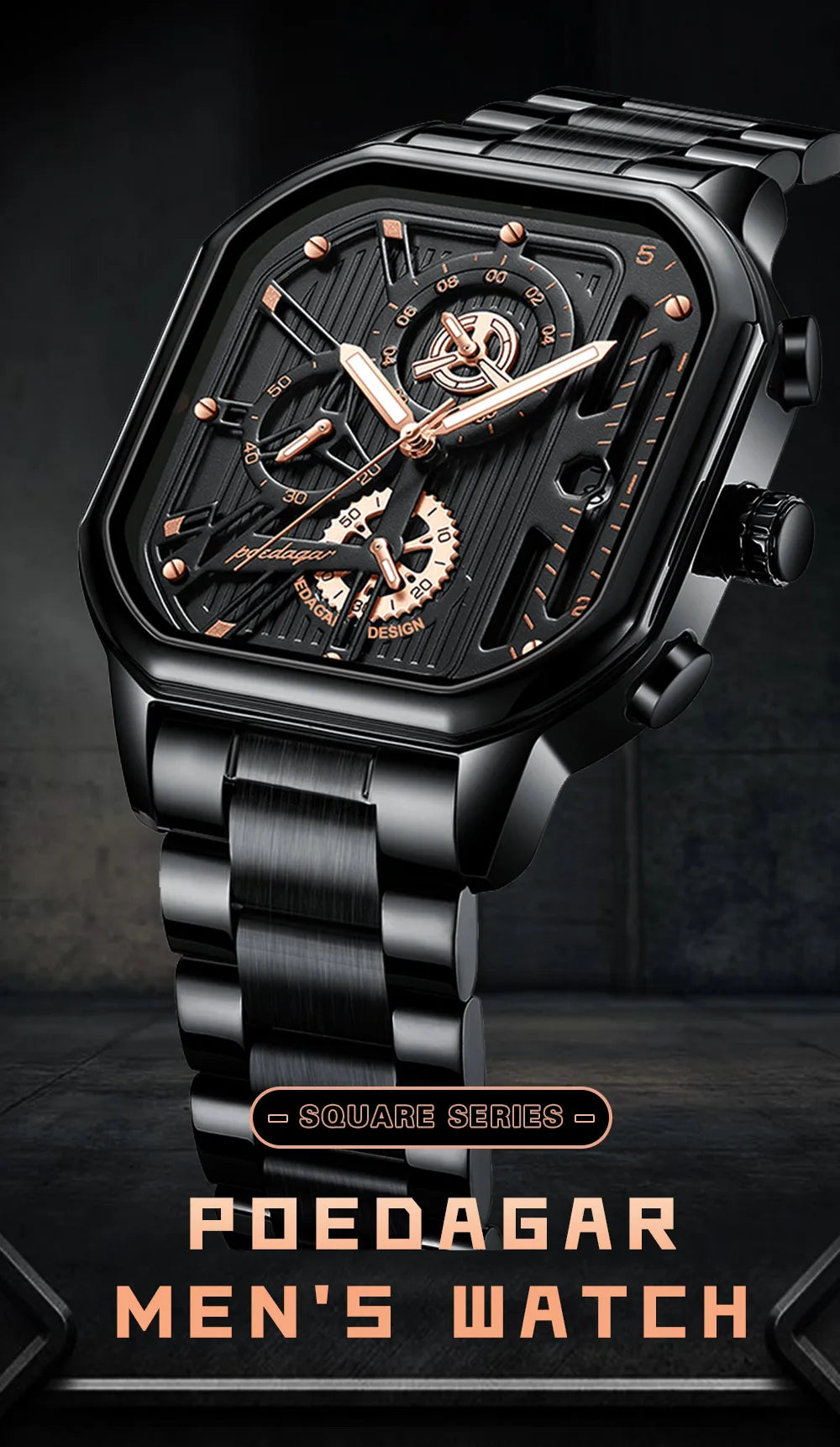 POEDAGAR Luxury Casual Male Watch Fashion Chronograph Stainless Steel Waterproof Luminous Date Military Men's Wristwatches Gifts