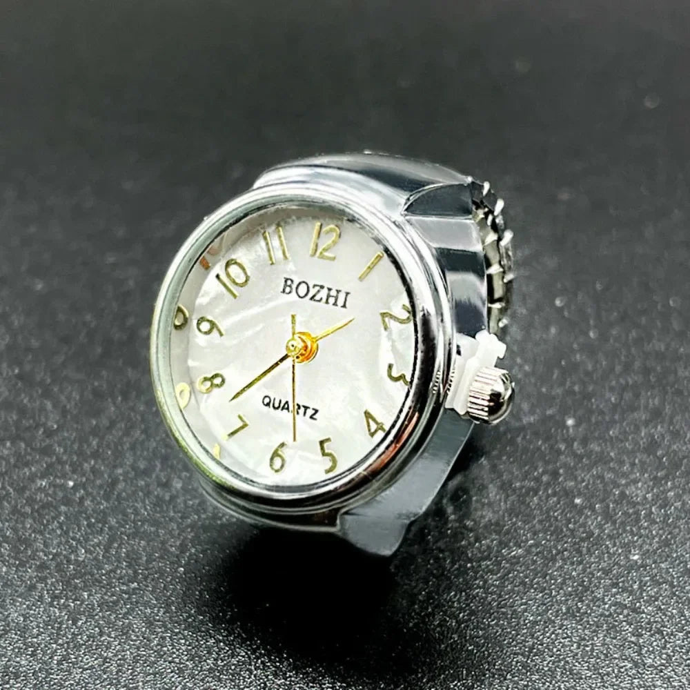 Finger Watches Selling Round Golden Silvery Quartz Men's and Women's Simple Watches Ring Jewelry