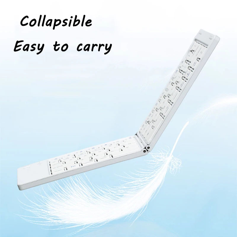 Multi-Function Foldable Keyboard USB Rechargeable Bluetooth Wireless 5.0 Keyboard for Smartphone and Tablet Portable Foldable