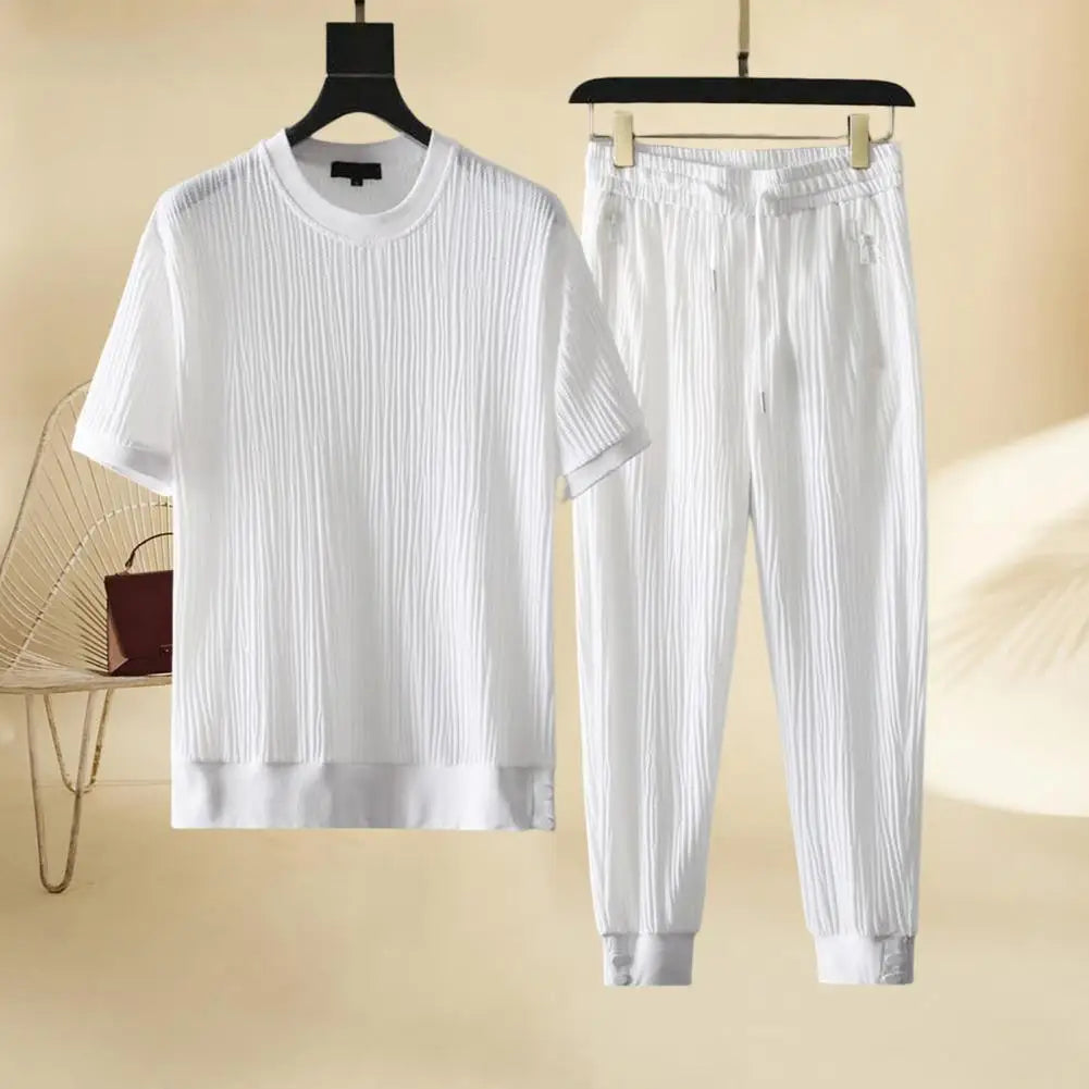 1 Set Stylish Men Outfit Thin Beach Outfit Pocket Washable Pleats Male Outfit  Stretchy