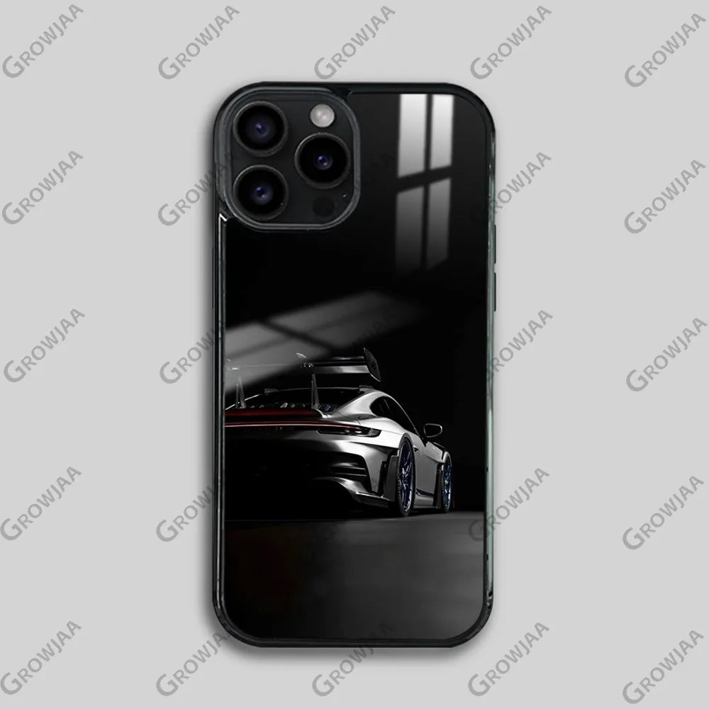 911 Supercar Luxury Cool Phone Case For iPhone 16 15 14 13 12 11 Pro Max Plus Mini New Magsafe Mirror Wireless Magnetic CoverFun