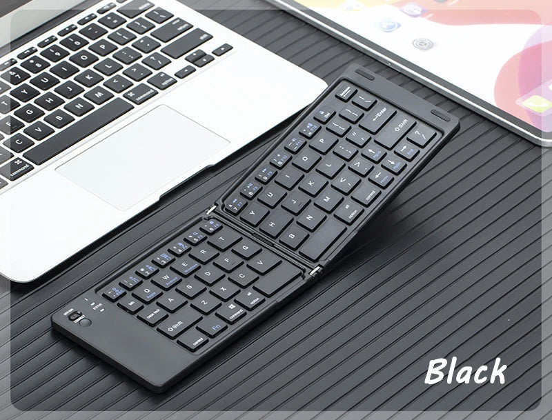Multi-Function Foldable Keyboard USB Rechargeable Bluetooth Wireless 5.0 Keyboard for Smartphone and Tablet Portable Foldable