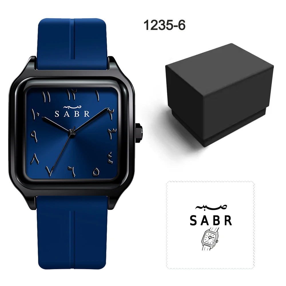 Men's Business Watch Sabr Arabic Numeral Watch Men's Quartz Wristwatch 3Atm Waterproof Silicone Strap Magnetic Clasp Alloy Case