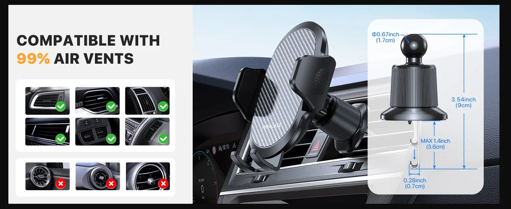 Car Phone Holder Phone Holders for Your Car with Metal Hook Clip Air Vent Cell Phone Stand Car Mount Universal