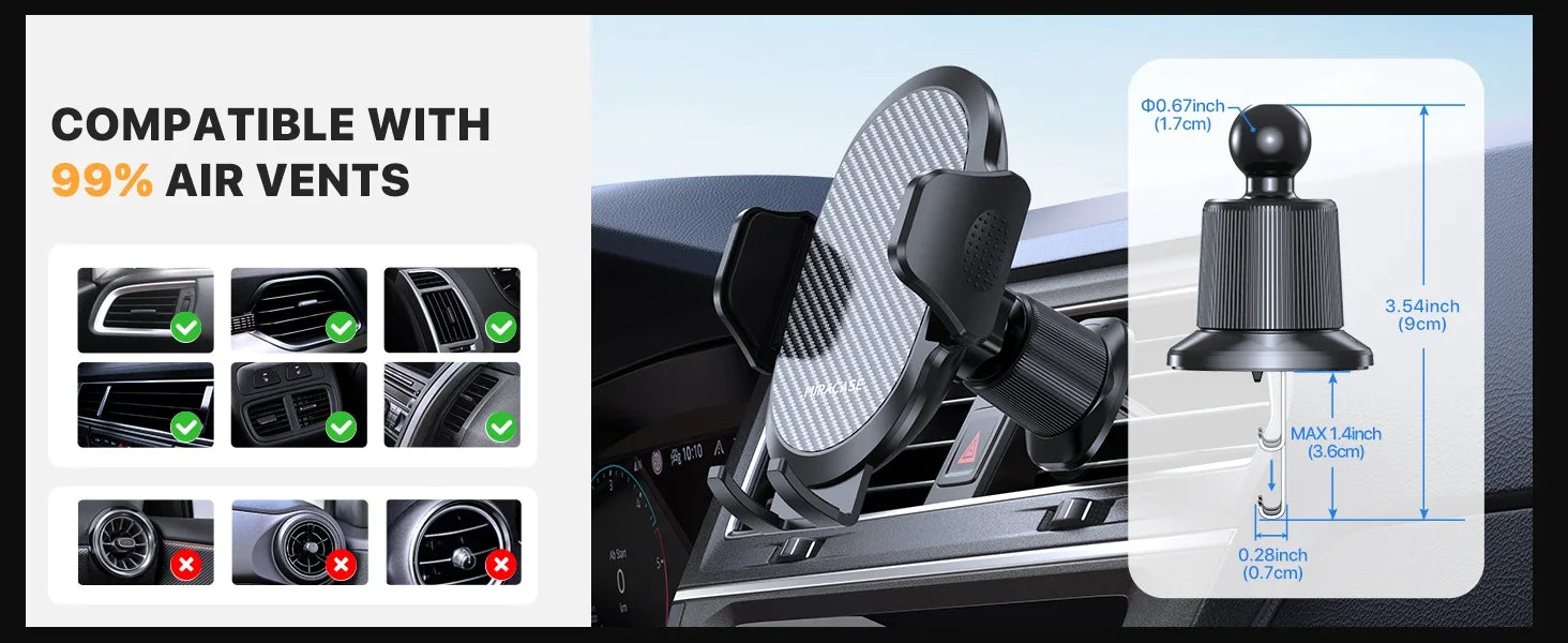 Car Phone Holder Phone Holders for Your Car with Metal Hook Clip Air Vent Cell Phone Stand Car Mount Universal