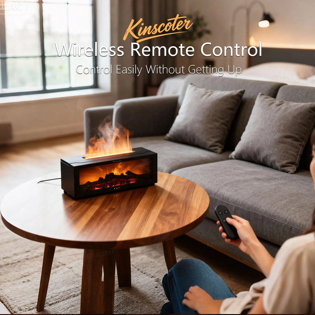 Creative Fireplace Aroma Diffuser Essential Oil Air Humidifier Difusor Remote Control Desktop Decoration for Home Holiday Gift