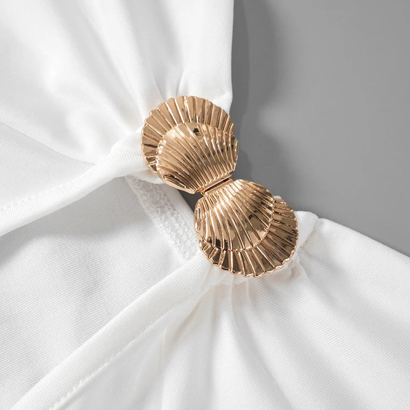 CUTENOVA Sexy Strapless Cut Out Bodycon Maxi Dress Women Off Shoulder Backless Solid White Sundress  Summer Beach Y2K Clothe