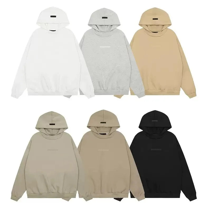 24ss Classic Brand Double Line Men's Hoodies Luxury Design Chest Silicone Small Letter Hoodie High Street Couple Large Coat Set