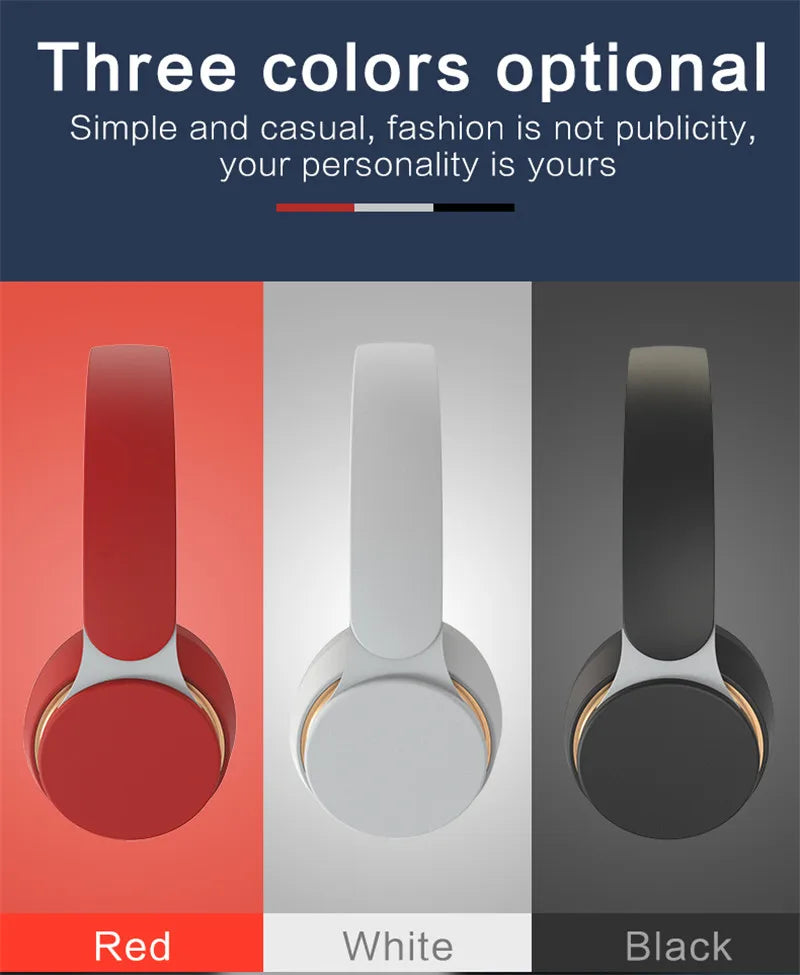 07S Wireless Headphones Foldable Adjustable Stereo Gaming Earphone Bluetooth+TF Play+3.5mm AUX 3 Modes HIFI Heavy Bass Headsets