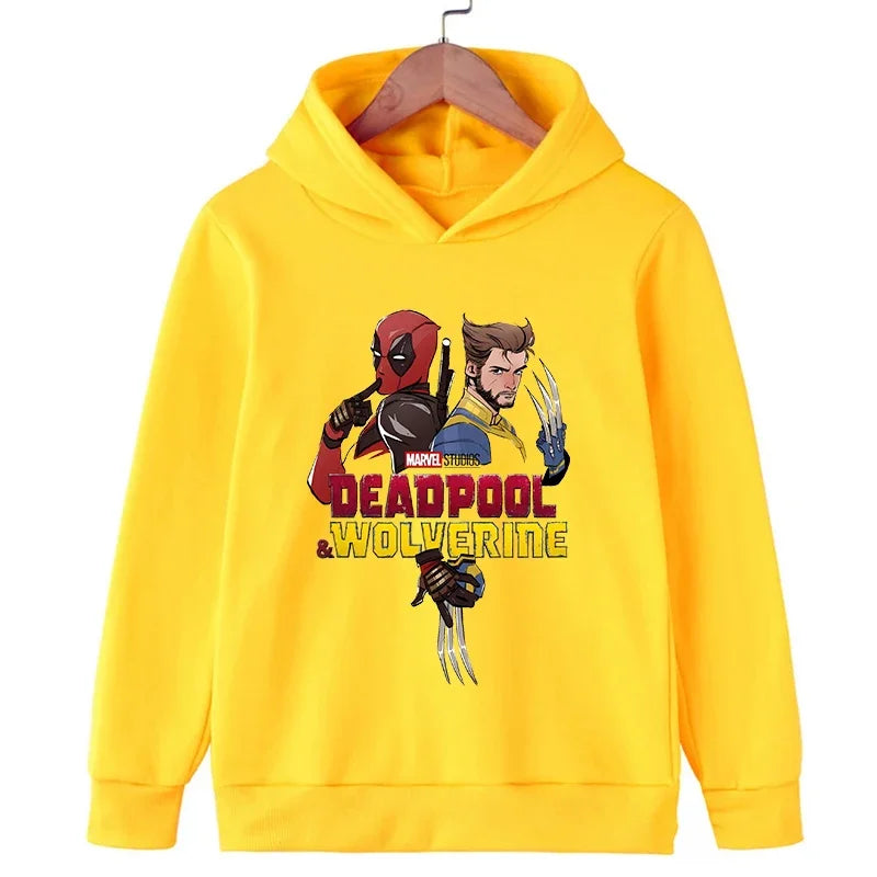 Deadpool & Wolverine New Children Hoodies Girl Boy Kids Fashion Pullover Autumn Winter Clothing Cartoons Casual Clothes Kid Tops