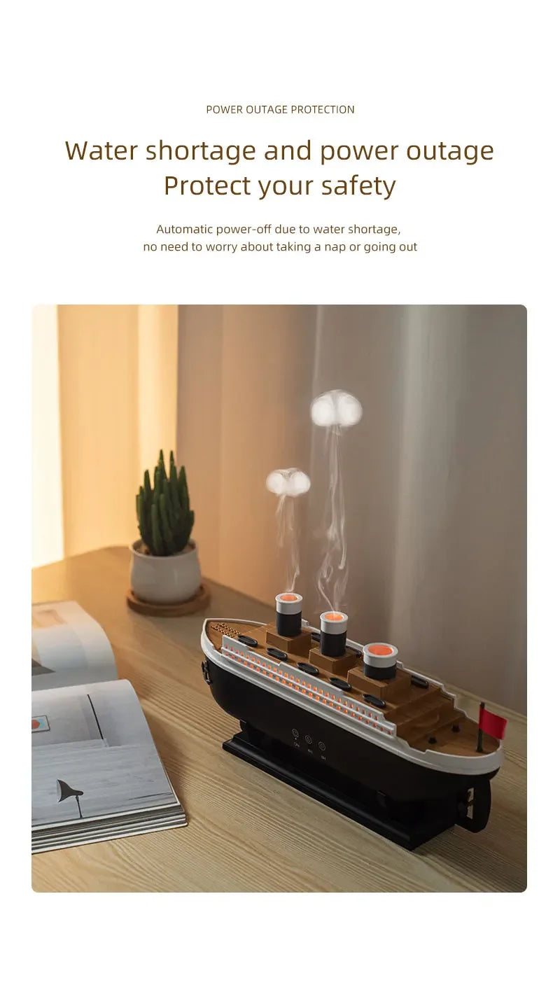 Titanic Ship Model Air Humidifier Remote Control Home 250ml Essential Oil Jellyfish Smoke Ring Spray Aroma Diffuser Humidifiers