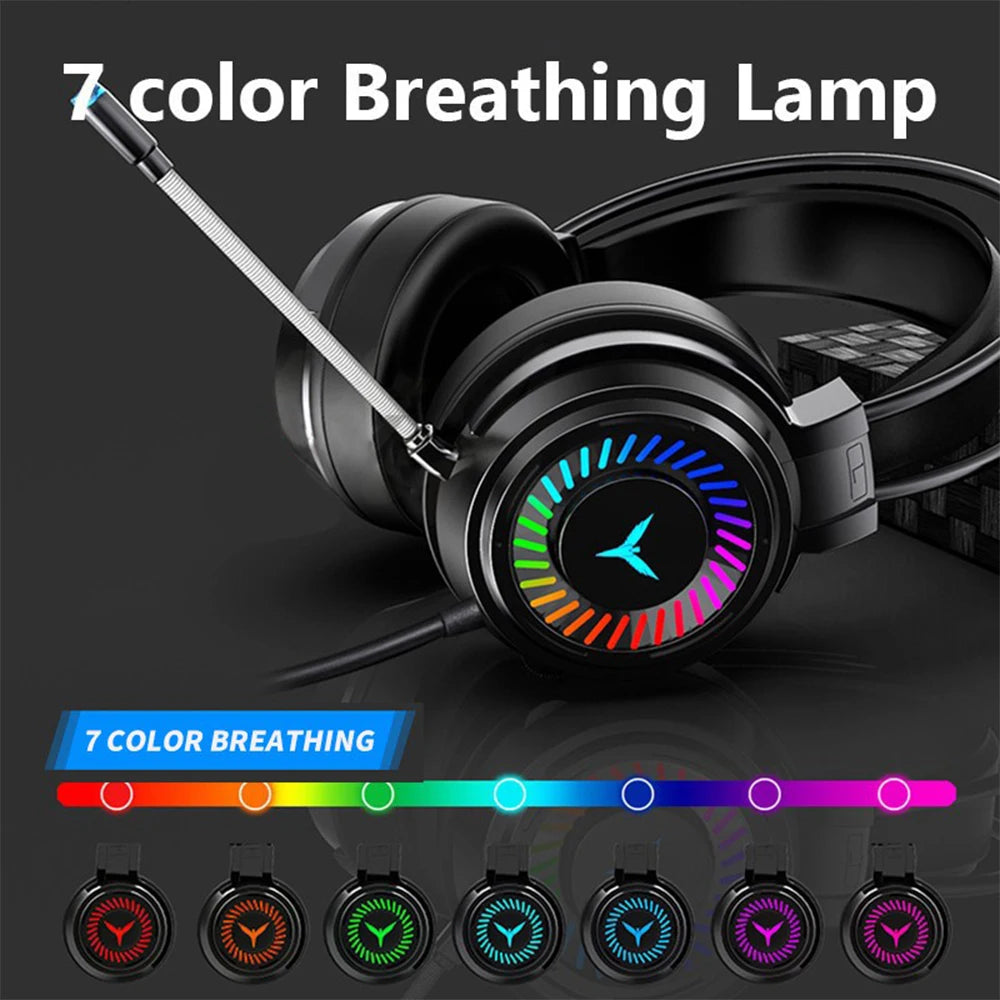Gaming Headset Noise Canceling Microphone E-Sports Game 7.1 Stereo Surround Sound Wired Headphone for PS5 Xbox One Movie Music
