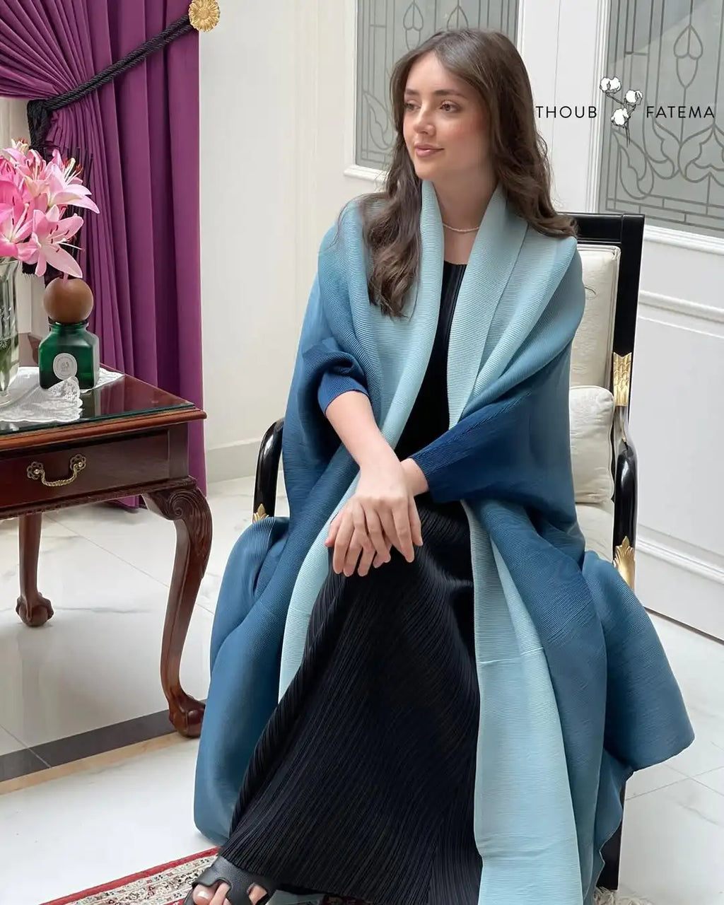 Dubai Prom Pleated Thin Long Coat For Women Elegant Casual Luxury Evening Party Pleated Chiffon Robe Plus Size Female Fashion