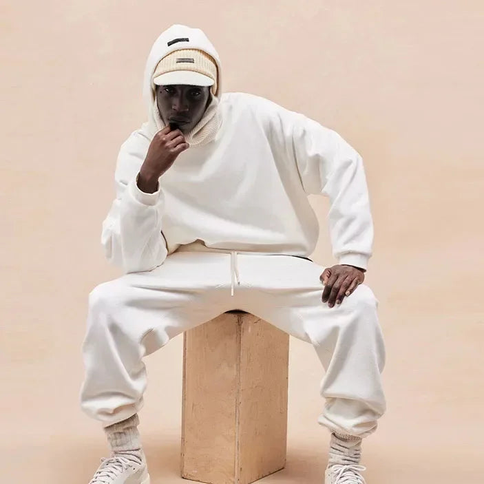 24ss Classic Brand Double Line Men's Hoodies Luxury Design Chest Silicone Small Letter Hoodie High Street Couple Large Coat Set