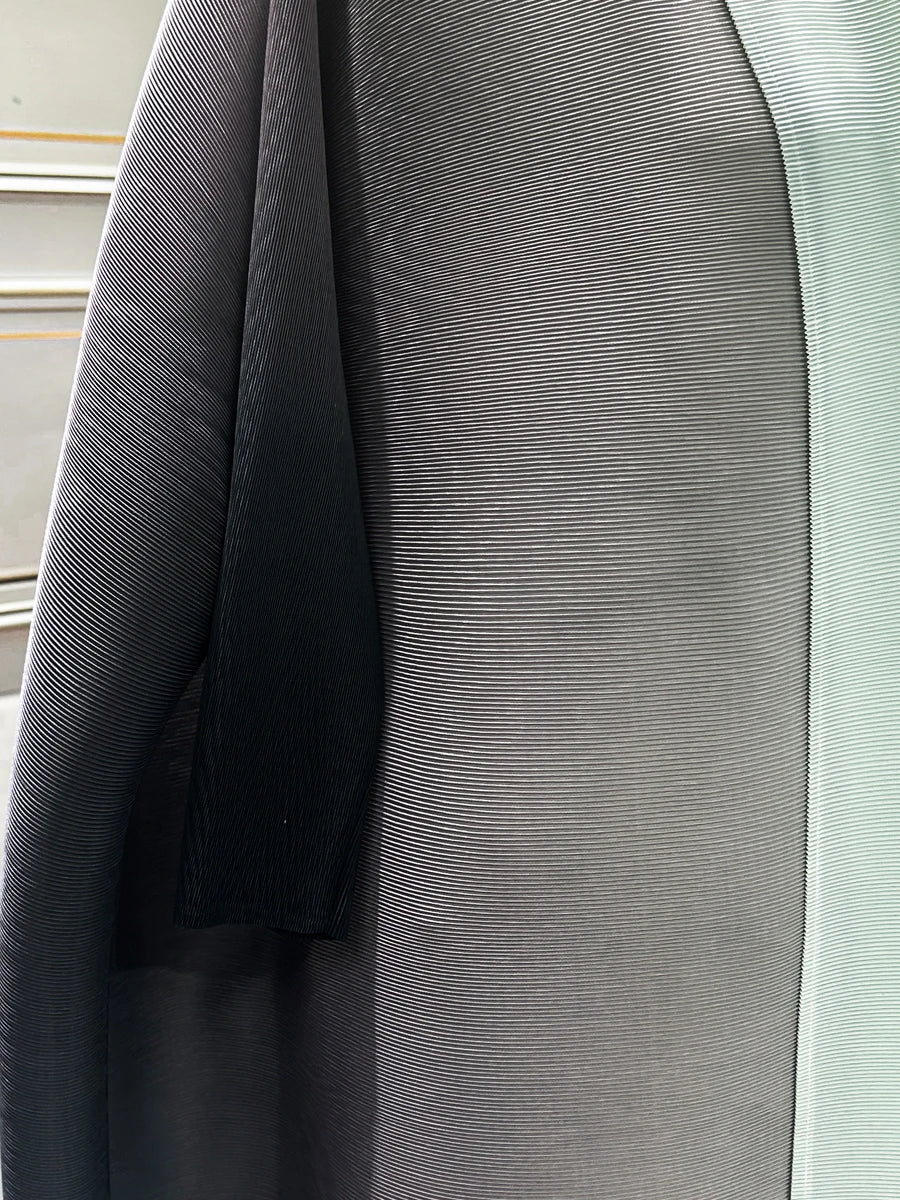 Dubai Prom Pleated Thin Long Coat For Women Elegant Casual Luxury Evening Party Pleated Chiffon Robe Plus Size Female Fashion