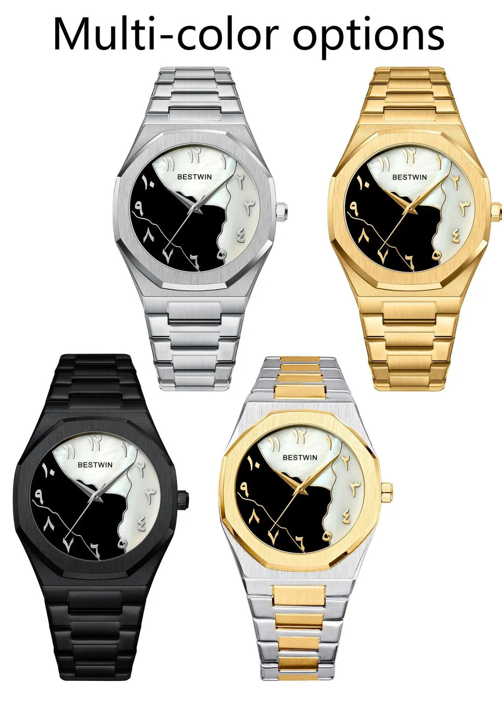 Fashion Watches Men's Watch reloj hombre BESTWIN Creative Dial Gold Shell Face Business watches for men relogios masculino